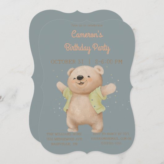  Teddybeer Verjaardag Kaart (Voorkant / Achterkant)