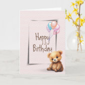 Teddybeer verjaardag op harten kaart (Gele Bloem)