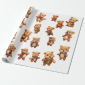 Teddybeer Verjaardag Wrapping Papier Roll (Uitgerold)