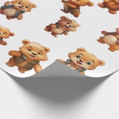 Teddybeer Verjaardag Wrapping Papier Roll (Hoek)