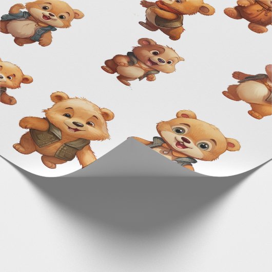 Teddybeer Verjaardag Wrapping Papier Roll (Hoek)