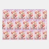 Teddybeer Verjaardagsballonnen Naam & leeftijd kin Inpakpapier Vel (Voorkant 2)