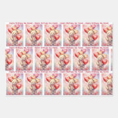 Teddybeer Verjaardagsballonnen Naam & leeftijd kin Inpakpapier Vel (Voorkant)