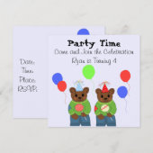 Teddybeer verjaardagsfeest uitnodiging (Voorkant / Achterkant)