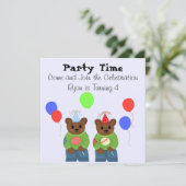 Teddybeer verjaardagsfeest uitnodiging (Staand voorkant)