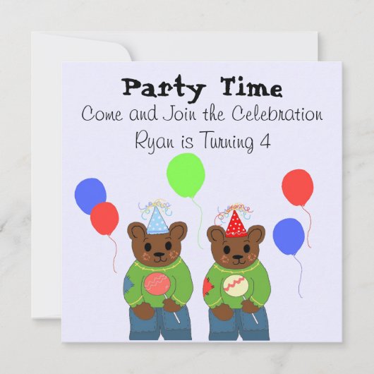 Teddybeer verjaardagsfeest uitnodiging (Voorkant)