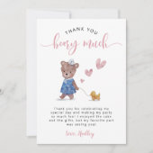 Teddybeer Verjaardagsfeestje Roze Bedankkaart (Voorkant)