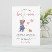 Teddybeer Verjaardagsfeestje Roze Bedankkaart (Staand voorkant)