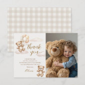 Teddybeer Verjaardagsfoto Bedankkaart (Voorkant / Achterkant)