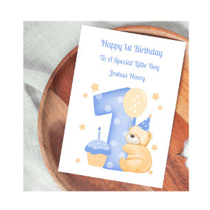 Teddybeer verjaardagskaart 1e verjaardag jongen kaart