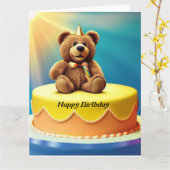 Teddybeer Verjaardagskaart Kaart (Gele Bloem)