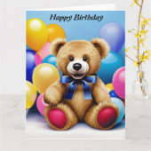 Teddybeer Verjaardagskaart Kaart (Gele Bloem)