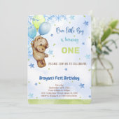 Teddybeer-verjaardagsuitnodiging Kaart (Staand voorkant)