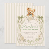 Teddybeer Verjaardagsuitnodiging Kaart (Voorkant / Achterkant)