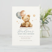 Teddybeer Verjaardagsuitnodiging Kaart (Staand voorkant)