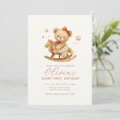 Teddybeer Verjaardagsuitnodiging Kaart (Staand voorkant)