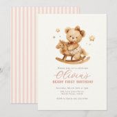 Teddybeer Verjaardagsuitnodiging Kaart (Voorkant / Achterkant)