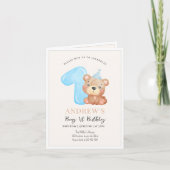 Teddybeer verjaardagsuitnodiging, minimalistisch b (Voorkant)