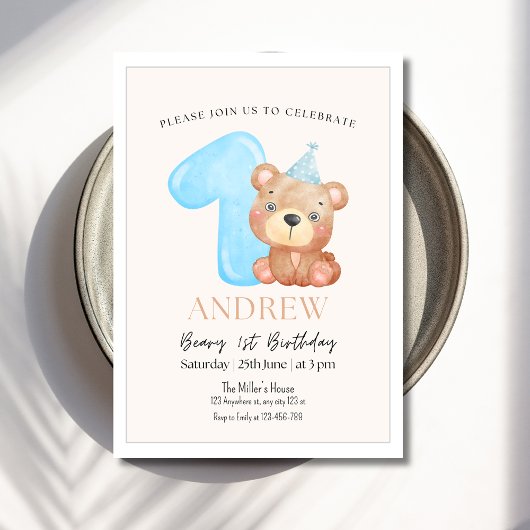Teddybeer verjaardagsuitnodiging, Minimalistische