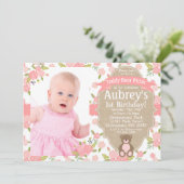 Teddybeer verjaardagsuitnodiging - Teddybeer pickn Kaart (Staand voorkant)