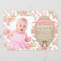 Teddybeer verjaardagsuitnodiging - Teddybeer pickn