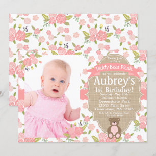 Teddybeer verjaardagsuitnodiging - Teddybeer pickn Kaart