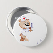 Teddybeer Verpleegster Knop Ronde Button 7,6 Cm (Voorkant /achterkant)
