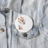 Teddybeer Verpleegster Knop Ronde Button 7,6 Cm (In situ)
