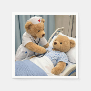 Teddybeer verpleegster met een stethoscoop servet