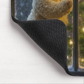 Teddybeer versiert een kerstboom muismat (Hoek)