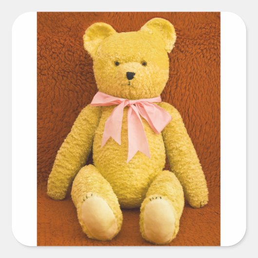 teddybeer vierkante sticker (Voorkant)
