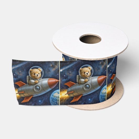 Teddybeer vliegend in een raket satijnen lint (Spoel)