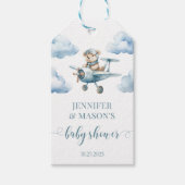 Teddybeer vliegtuig baby shower dank u labels cadeaulabel (Voorkant)