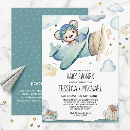 Teddybeer Vliegtuig Baby Shower Kaart