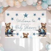 Teddybeer-vliegtuig babyshower welkom spandoek