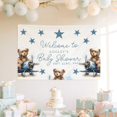 Teddybeer-vliegtuig babyshower welkom spandoek