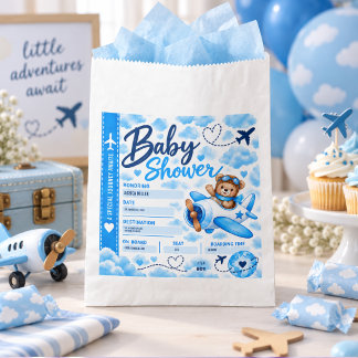 Teddybeer Vliegtuig Instapkaart Jongens Baby Showe Bedankzakje