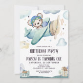 Teddybeer Vliegtuig Verjaardag Kaart (Voorkant)
