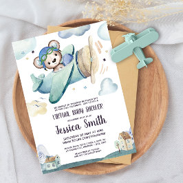 Teddybeer Vliegtuig | Virtuele Baby Shower Kaart