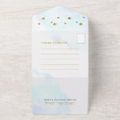 Teddybeer-vliegtuig vliegende jongen babyshower all in one uitnodiging (Buitenkant)