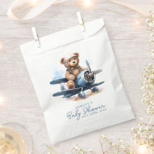 Teddybeer-vliegtuig-watercolor-jongetje-babyborrel Bedankzakje