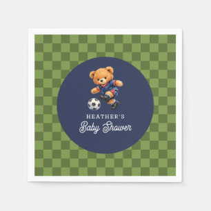 Teddybeer Voetbal Sport Dambord Baby Shower Servet