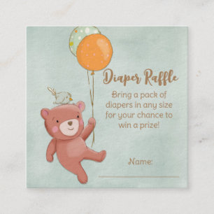Teddybeer, Vogel en Ballonnen Baby shower Informatiekaartje