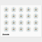 Teddybeer voor babyborrel voor jongen ronde sticker (Vel)