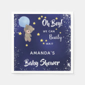 Teddybeer voor babyshower jongen marineblauw servet (Voorkant)