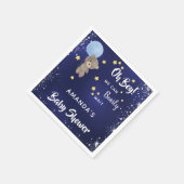 Teddybeer voor babyshower jongen marineblauw servet (Hoek)