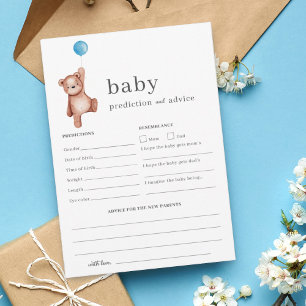 Teddybeer Voorspelling en Advies Baby shower Kaart