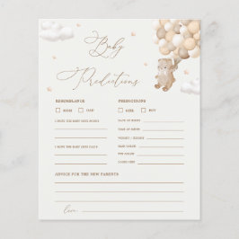 Teddybeer voorspellingen & advies Baby shower spel