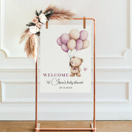 Teddybeer wacht nauwelijks op Violet Beige ballon Poster