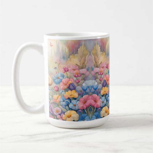 Teddybeer wandelen in een pasteltuin koffiemok (Links)